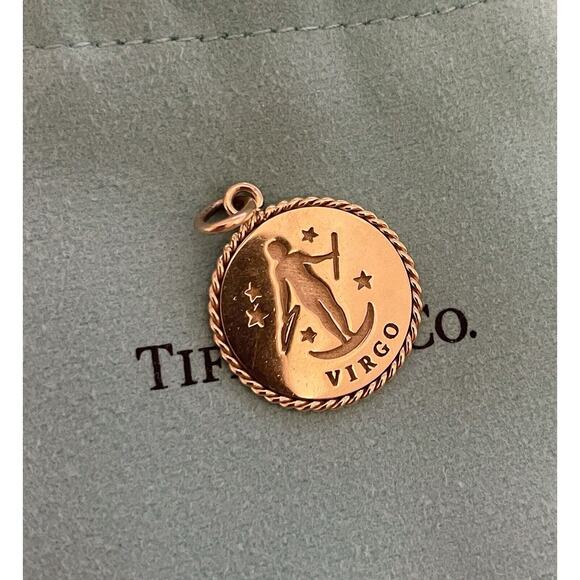 Tiffany & Co. 18k Gold Zodiac Virgo Twisted Round Charm For Necklace & Bracelet